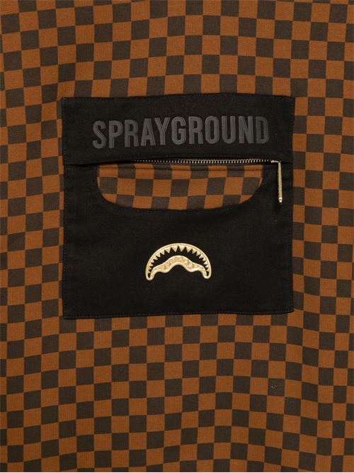 Felpa bambino Sprayground marrone e nera check con cappuccio Sprayground kids | SPY1490GX